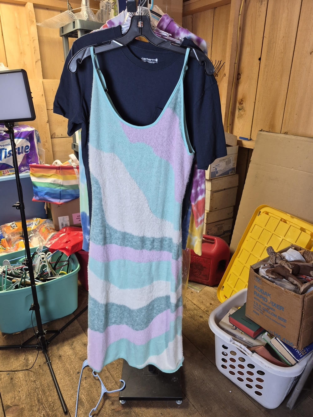 Pastel Tie-Dye Slip Dress in Mint & Lilac Bin 68